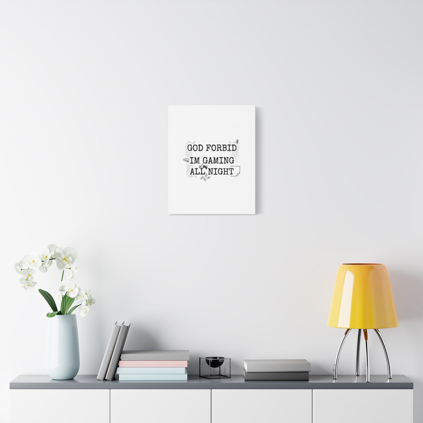God Forbid I'm Gaming All Night Canvas | Sarcastic Office Humor, 90s Aesthetic