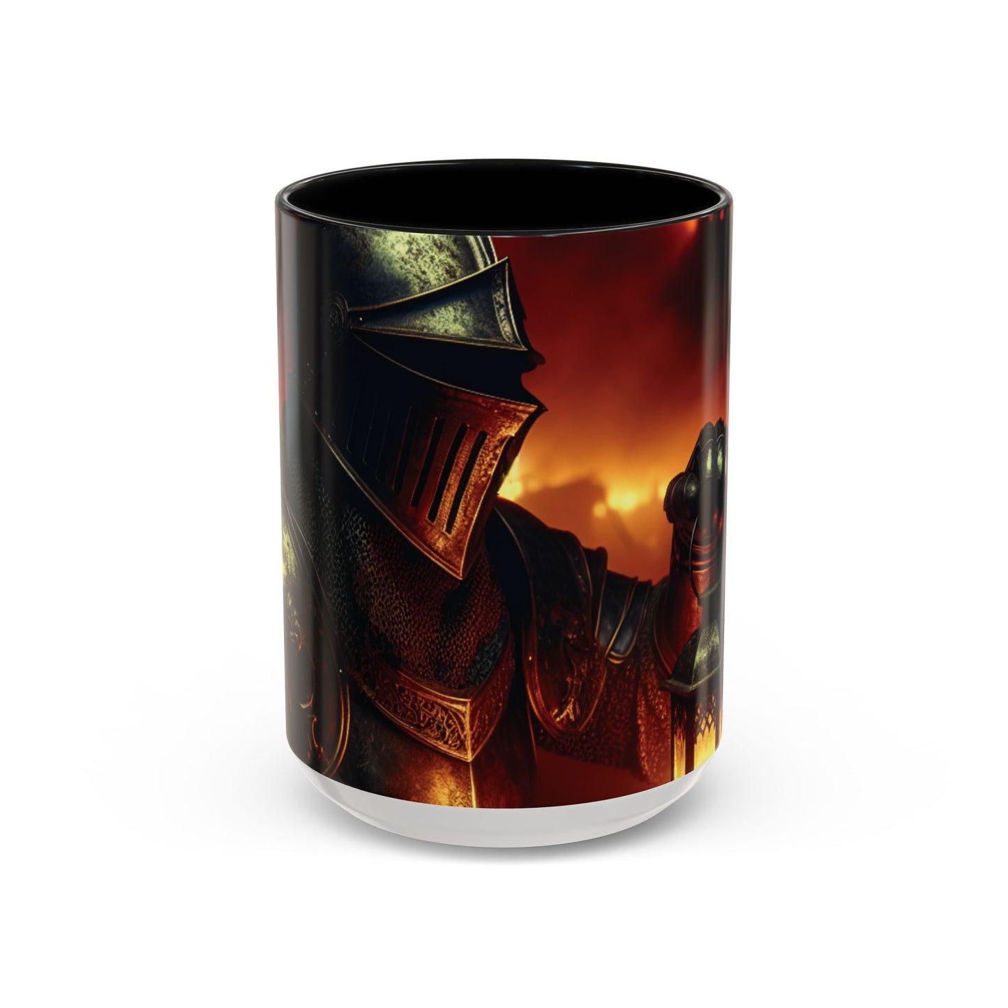 Fierce Knight Accent Coffee Mug | Unique Gift for Fantasy Lovers, Dark Aesthetic Decor, Gamer Essentials, Office Cup, Medieval Art