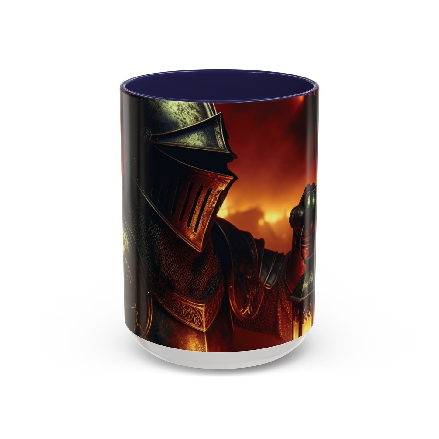 Fierce Knight Accent Coffee Mug | Unique Gift for Fantasy Lovers, Dark Aesthetic Decor, Gamer Essentials, Office Cup, Medieval Art