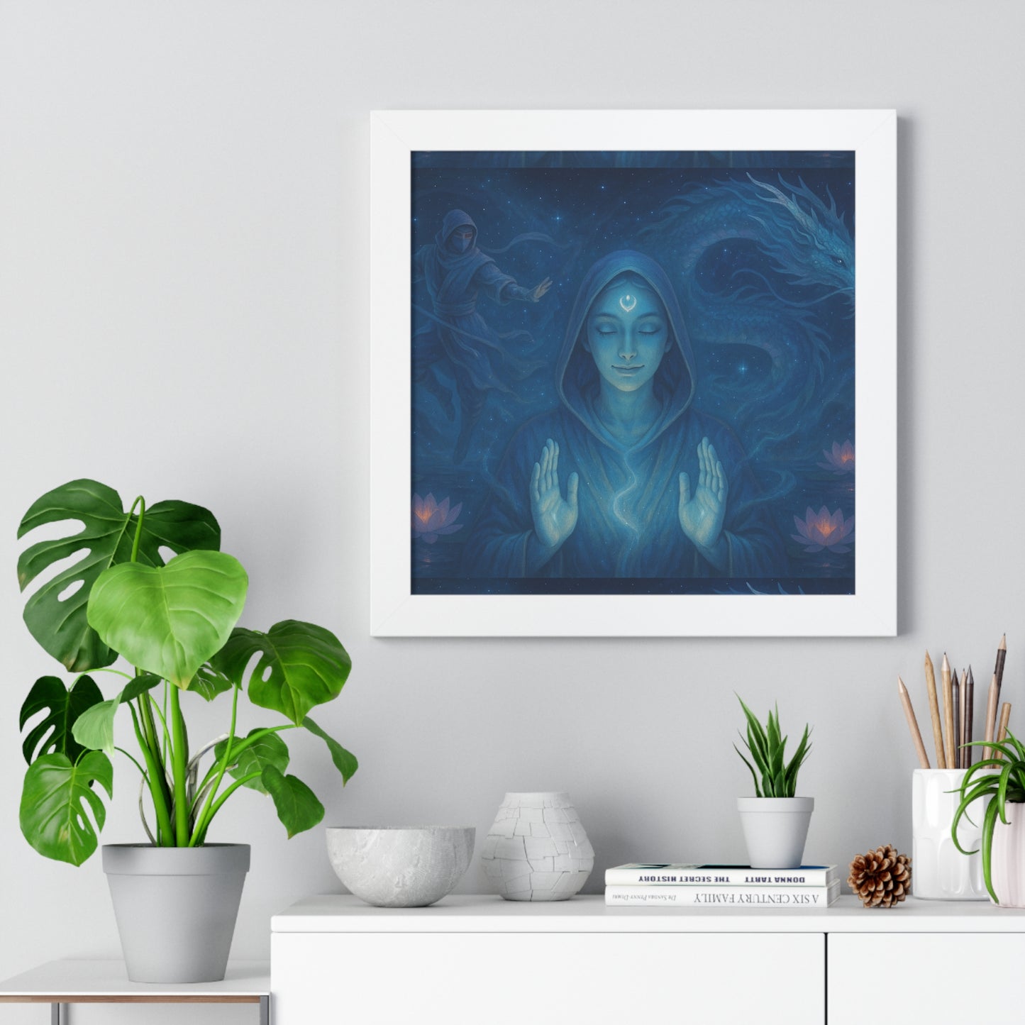 Mystical Framed Poster, Spiritual Wall Art, Meditative Decor, Fantasy Artwork, Mindfulness Gift, Home Aesthetic