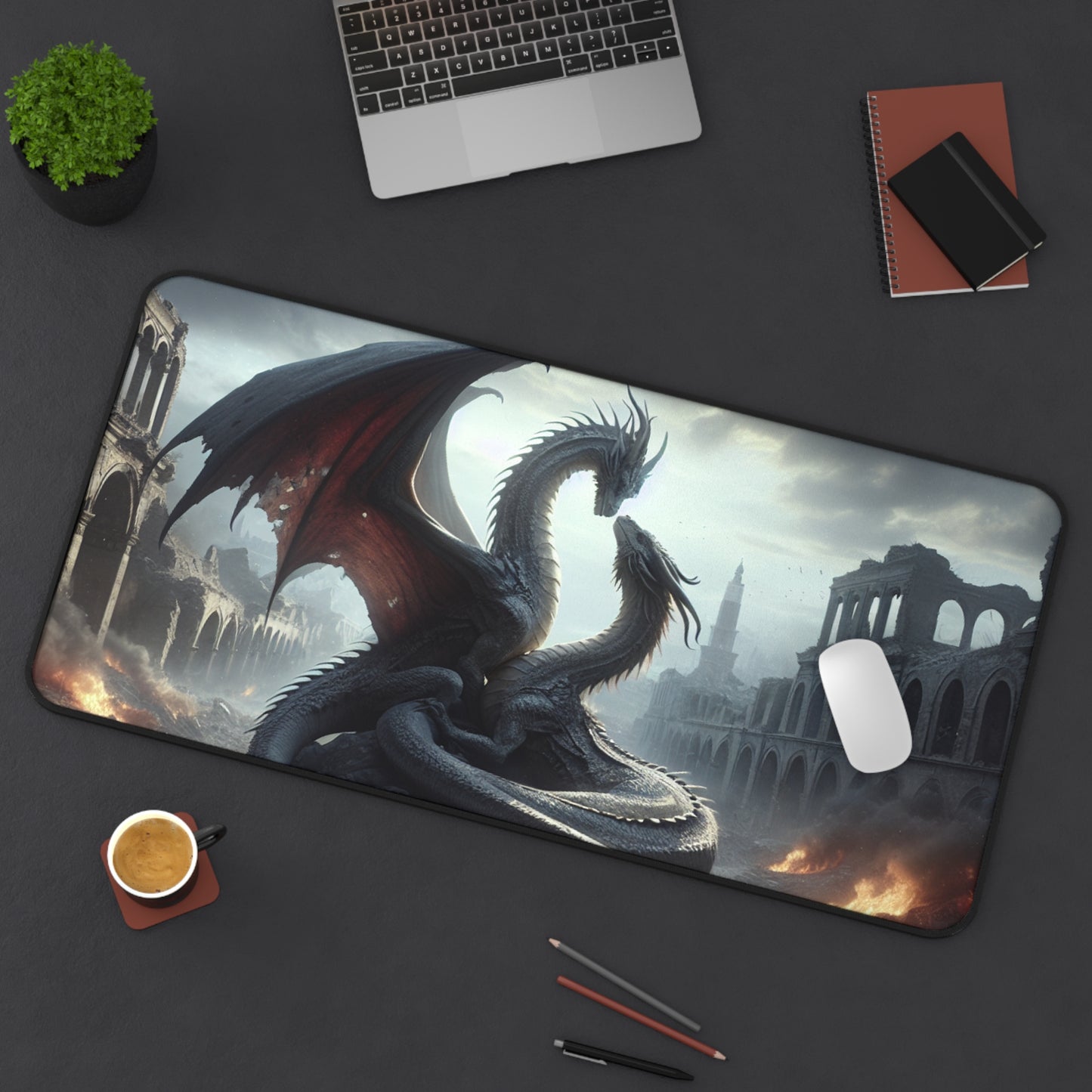 Fantasy-Themed Desk Mat with Dragon Design, Gaming Mouse Pad, Office Decor, Gifts for Gamers, Unique Workstation Accessory