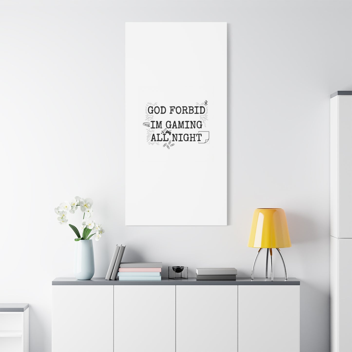 God Forbid I'm Gaming All Night Canvas | Sarcastic Office Humor, 90s Aesthetic