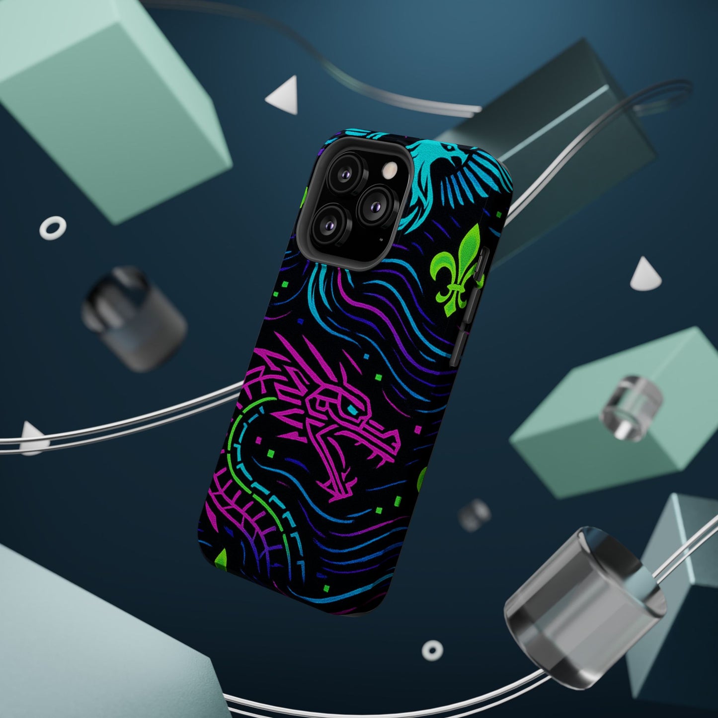 Dynamic Dragon Magnetic Phone Case | Colorful Floral Design | Gift for Gamers, Fantasy Lovers, Halloween, Unique Accessories