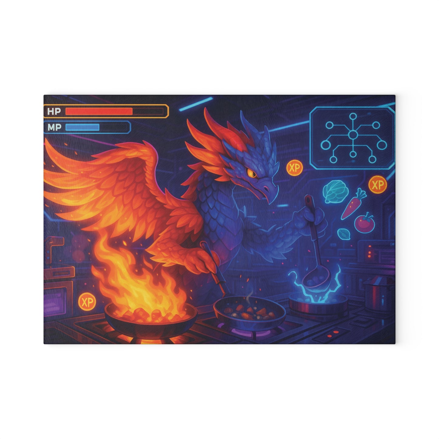 Fantasy Dragon Glass Cutting Board | Unique Kitchen Decor, Gamer Gift, Cooking Accessory, Housewarming Present, D&D Themed Kitchenware
