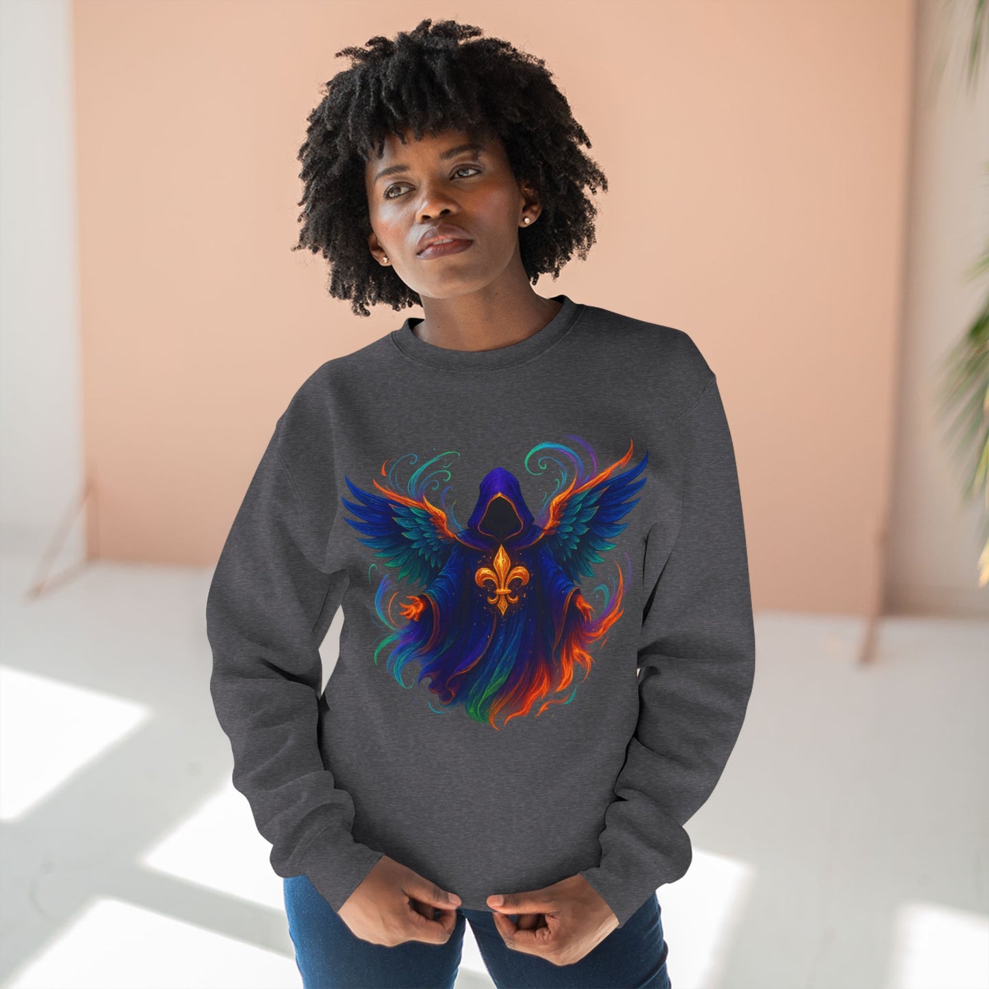 Mystical Angel Sweatshirt - Cozy Apparel, Unisex Crewneck, Spiritual Gift, Boho Style, Unique Graphic Design