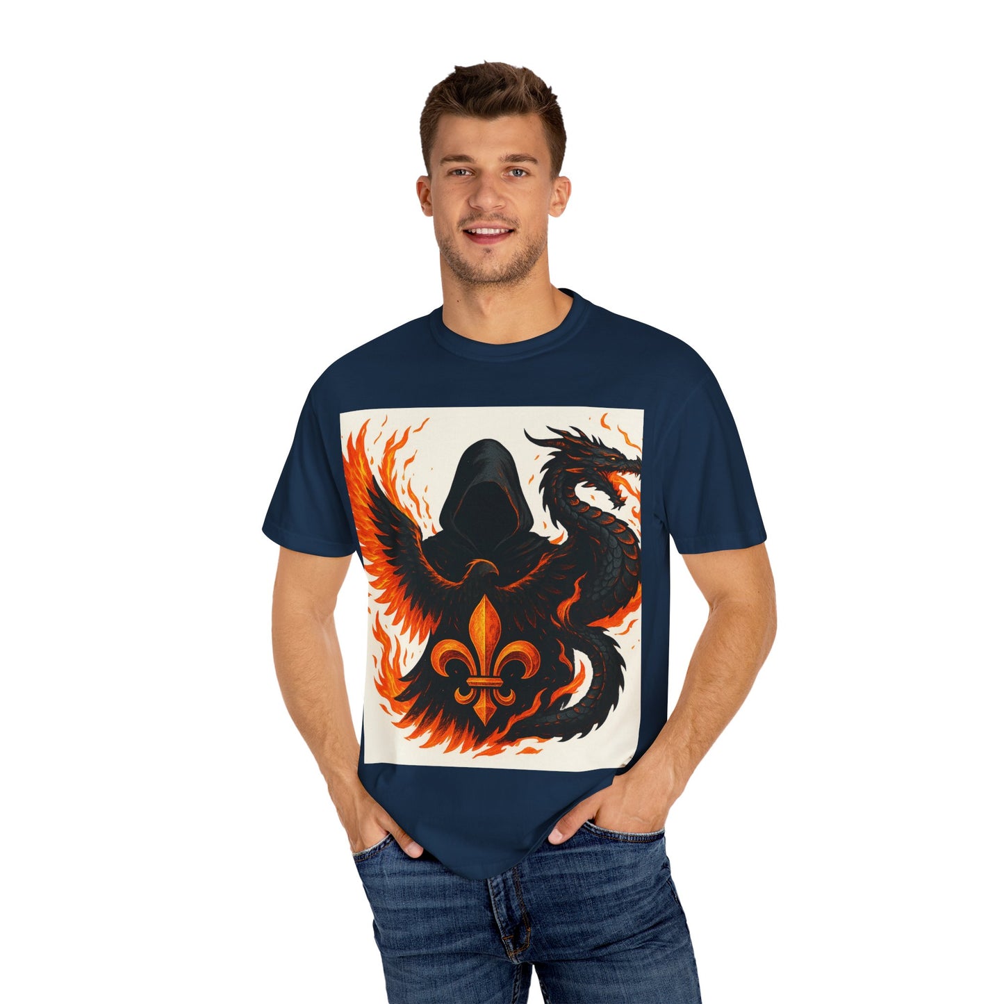 Bold Dragon and Phoenix Graphic Tee, Unisex T-Shirt for Fantasy Lovers, Unique Gift for Birthdays, Casual Wear, Graphic Shirt