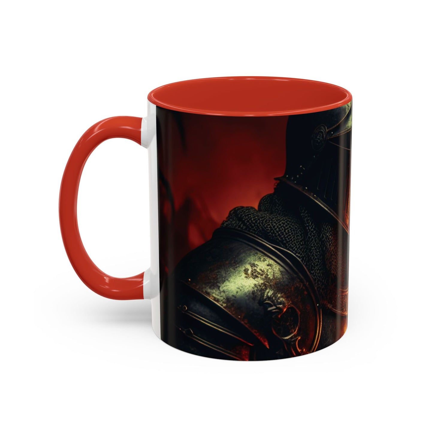 Fierce Knight Accent Coffee Mug | Unique Gift for Fantasy Lovers, Dark Aesthetic Decor, Gamer Essentials, Office Cup, Medieval Art