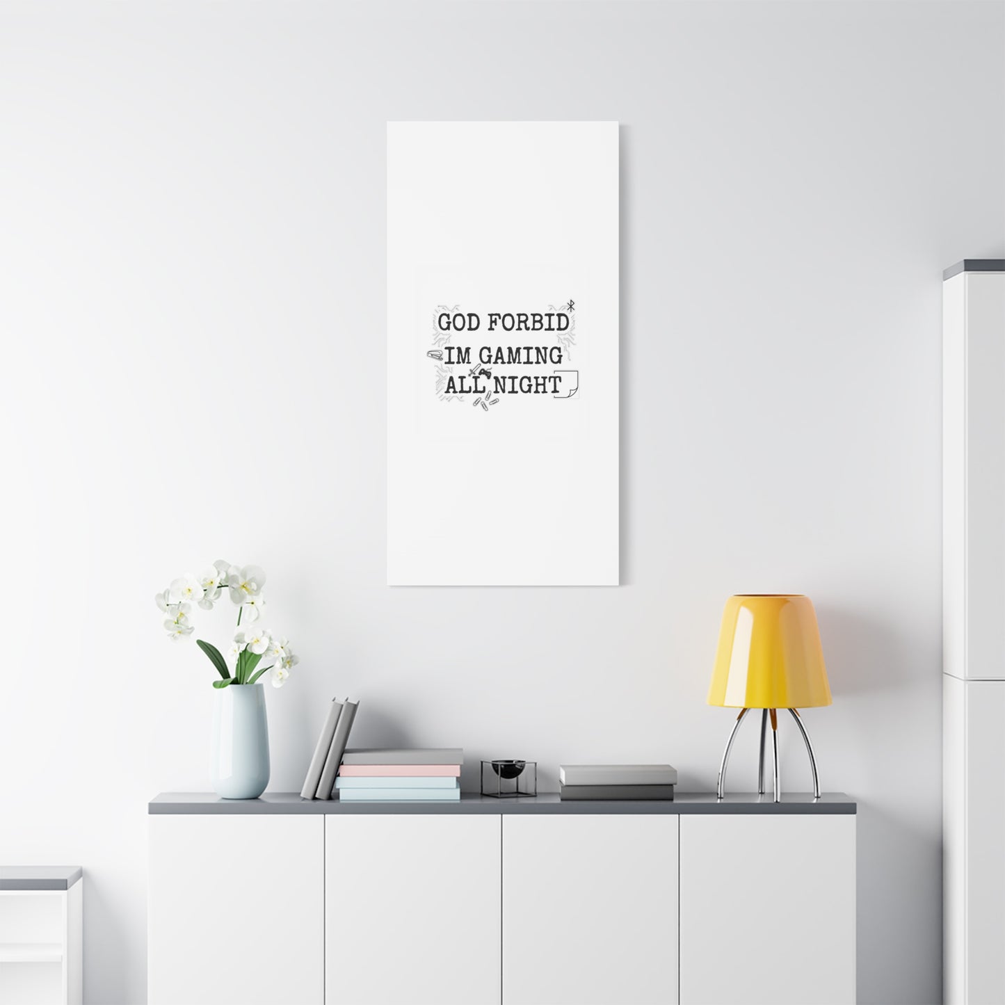 God Forbid I'm Gaming All Night Canvas | Sarcastic Office Humor, 90s Aesthetic