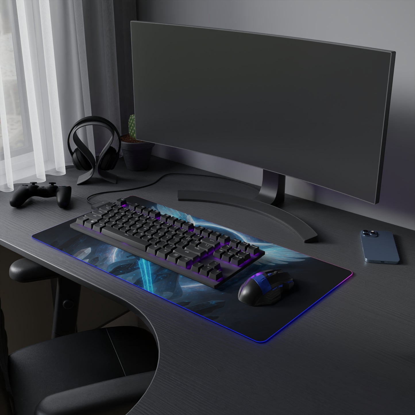 Illuminated Gaming Mouse Pad - RGB LED Desk Mat, Gamer Gift, Desk Decor, Video Game Accessories, Unique Office Supplies