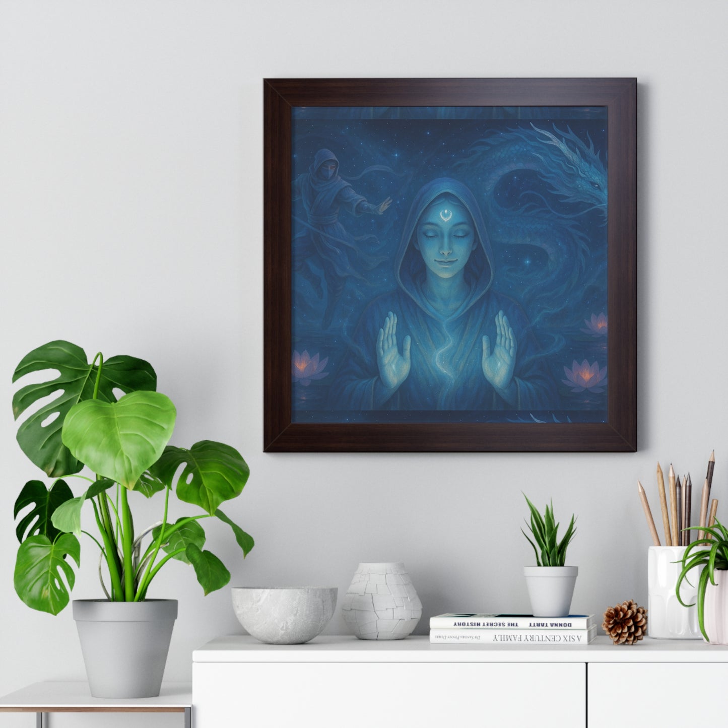 Mystical Framed Poster, Spiritual Wall Art, Meditative Decor, Fantasy Artwork, Mindfulness Gift, Home Aesthetic