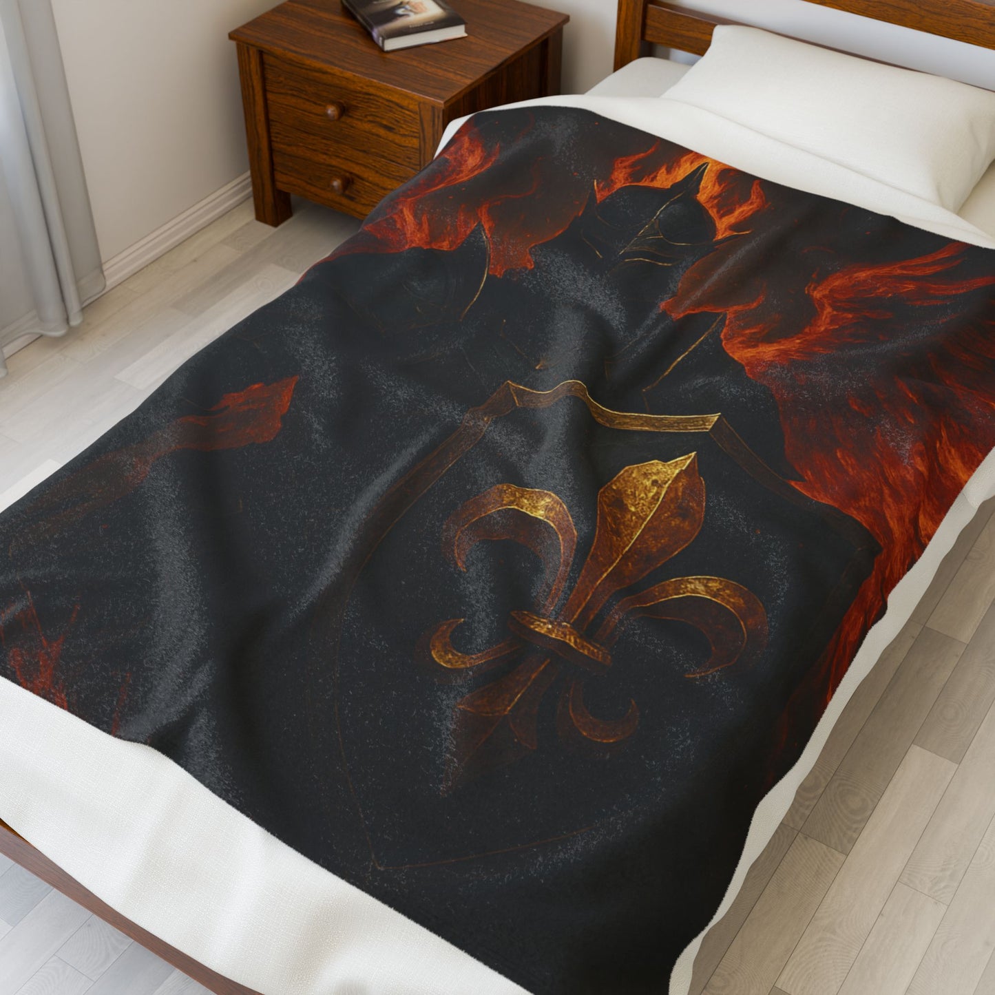Warrior Spirit Velveteen Plush Blanket | Cozy Home Decor, Gift for Gamers, Fantasy Fans, Nerdy Collectibles, Bed & Couch Throw