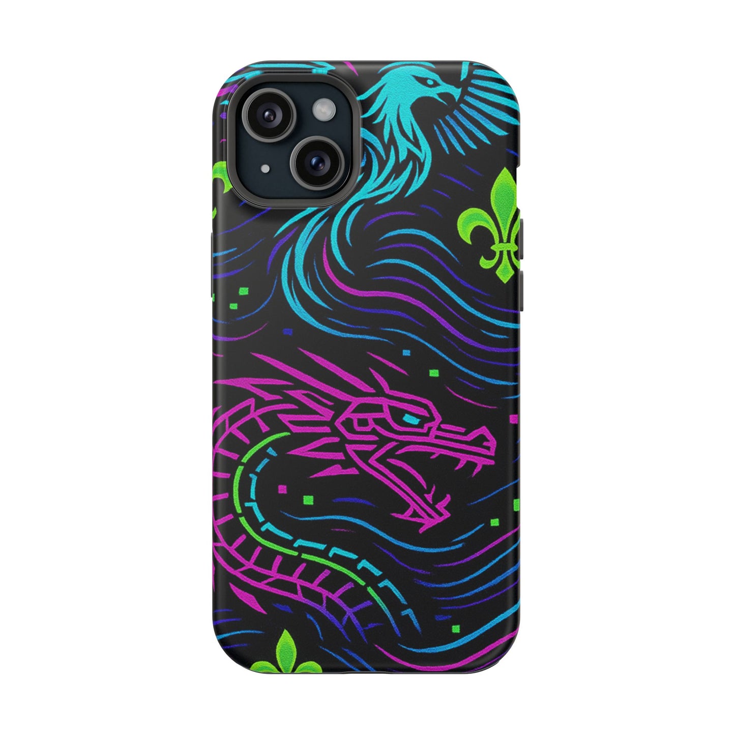 Dynamic Dragon Magnetic Phone Case | Colorful Floral Design | Gift for Gamers, Fantasy Lovers, Halloween, Unique Accessories