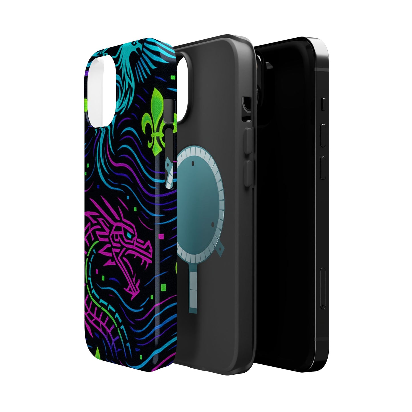 Dynamic Dragon Magnetic Phone Case | Colorful Floral Design | Gift for Gamers, Fantasy Lovers, Halloween, Unique Accessories