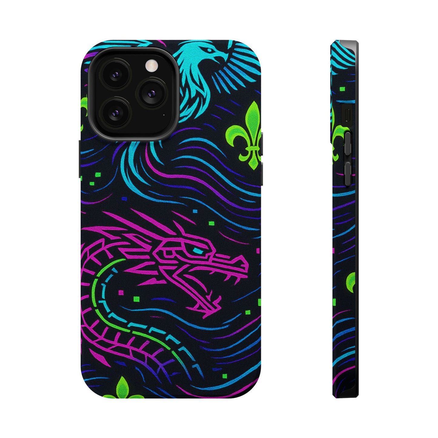 Dynamic Dragon Magnetic Phone Case | Colorful Floral Design | Gift for Gamers, Fantasy Lovers, Halloween, Unique Accessories