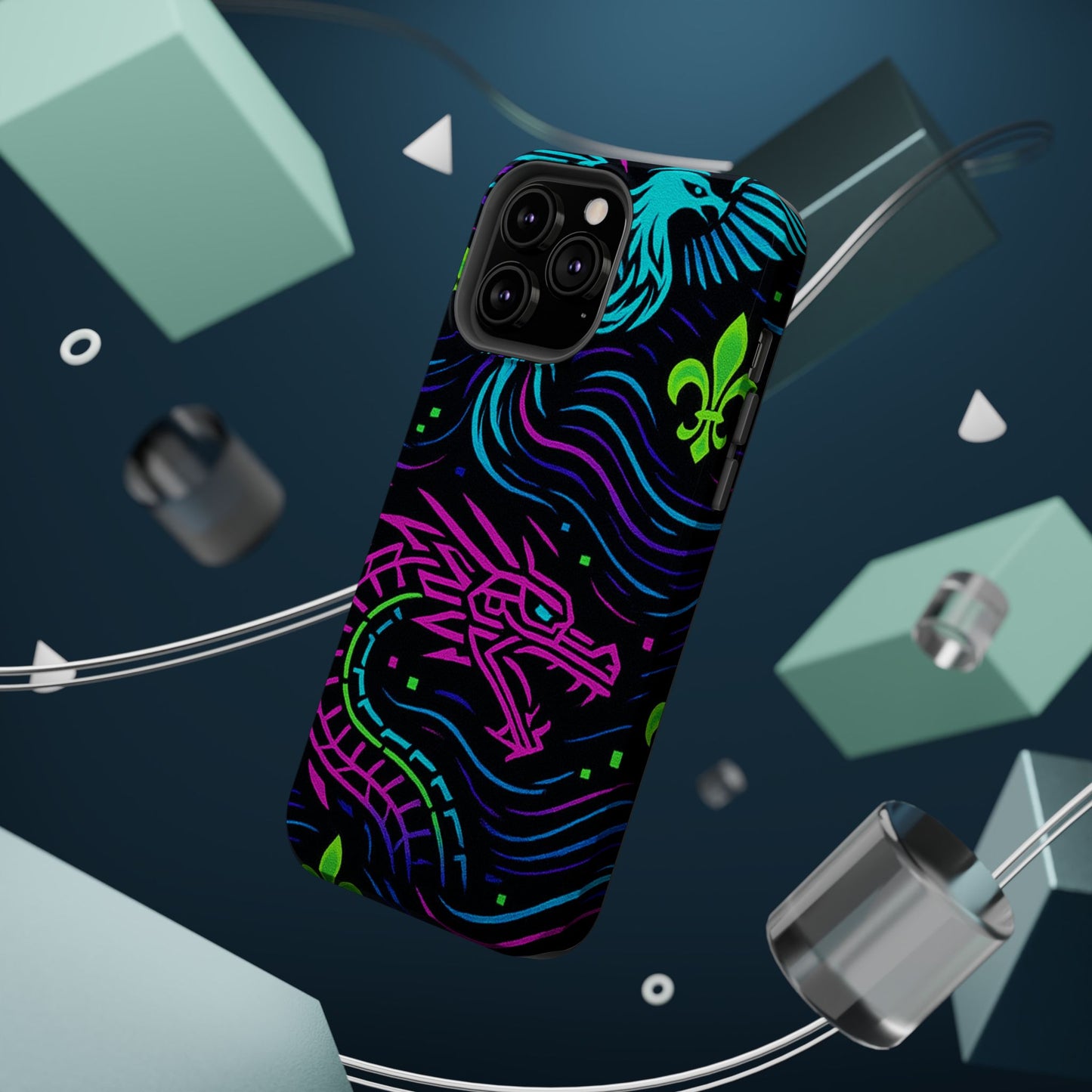 Dynamic Dragon Magnetic Phone Case | Colorful Floral Design | Gift for Gamers, Fantasy Lovers, Halloween, Unique Accessories