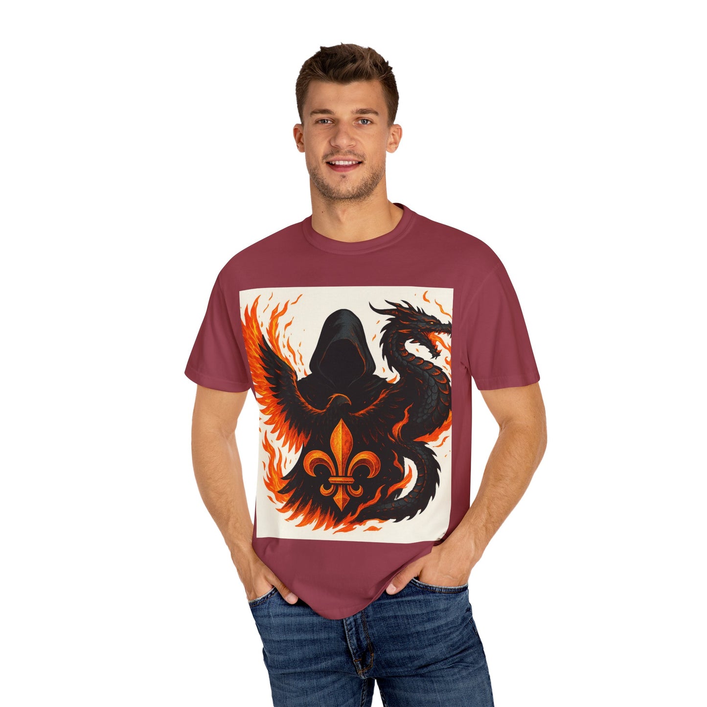 Bold Dragon and Phoenix Graphic Tee, Unisex T-Shirt for Fantasy Lovers, Unique Gift for Birthdays, Casual Wear, Graphic Shirt