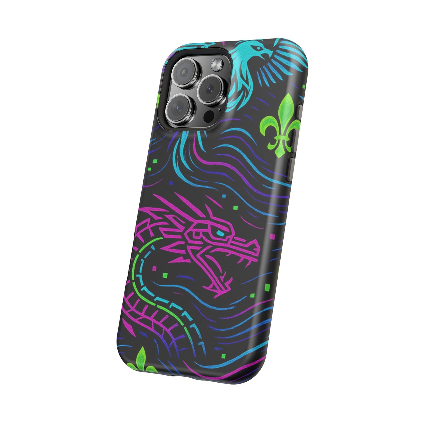 Dynamic Dragon Magnetic Phone Case | Colorful Floral Design | Gift for Gamers, Fantasy Lovers, Halloween, Unique Accessories