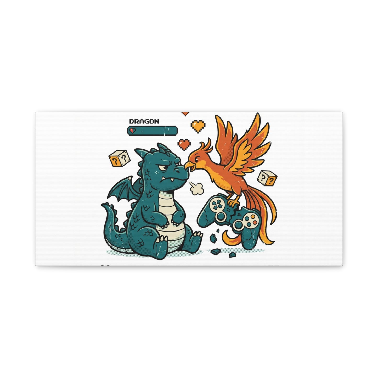 Feed Me XP Canvas | Gamer Dragon Phoenix Wall Art, Neon Meme Skate Style
