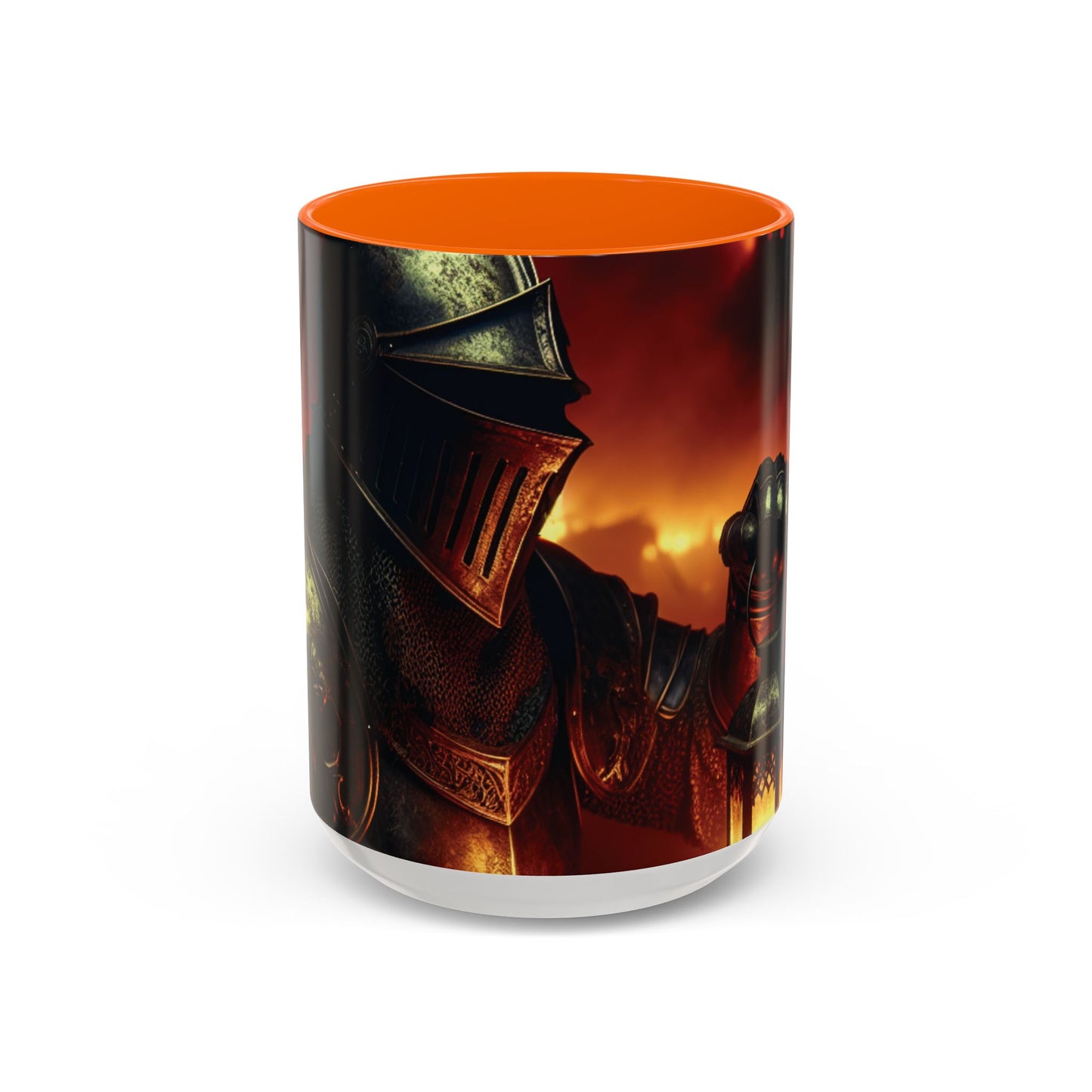 Fierce Knight Accent Coffee Mug | Unique Gift for Fantasy Lovers, Dark Aesthetic Decor, Gamer Essentials, Office Cup, Medieval Art
