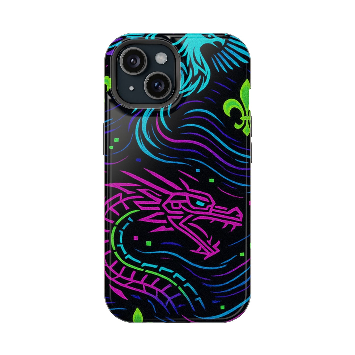 Dynamic Dragon Magnetic Phone Case | Colorful Floral Design | Gift for Gamers, Fantasy Lovers, Halloween, Unique Accessories