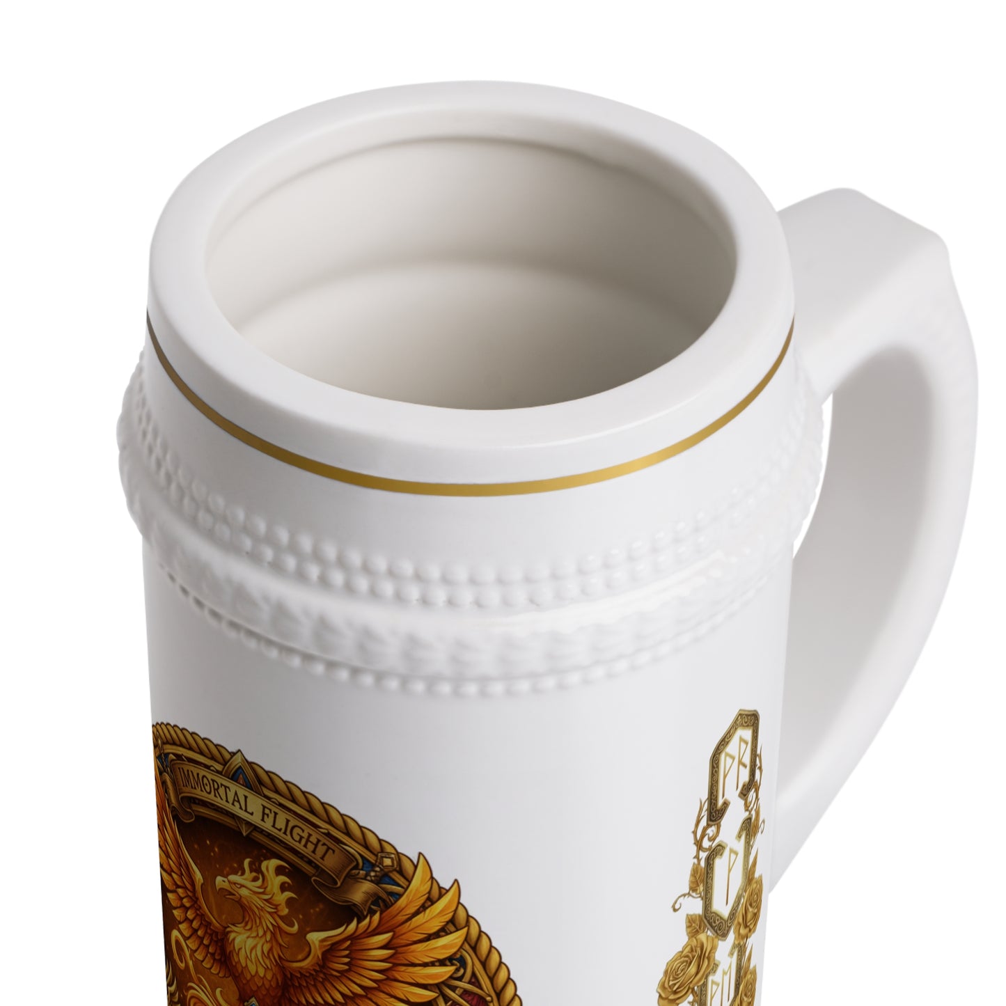 Phoenix Crest Beer Stein – Vintage Mythical Firebird Mug for Beer Lovers