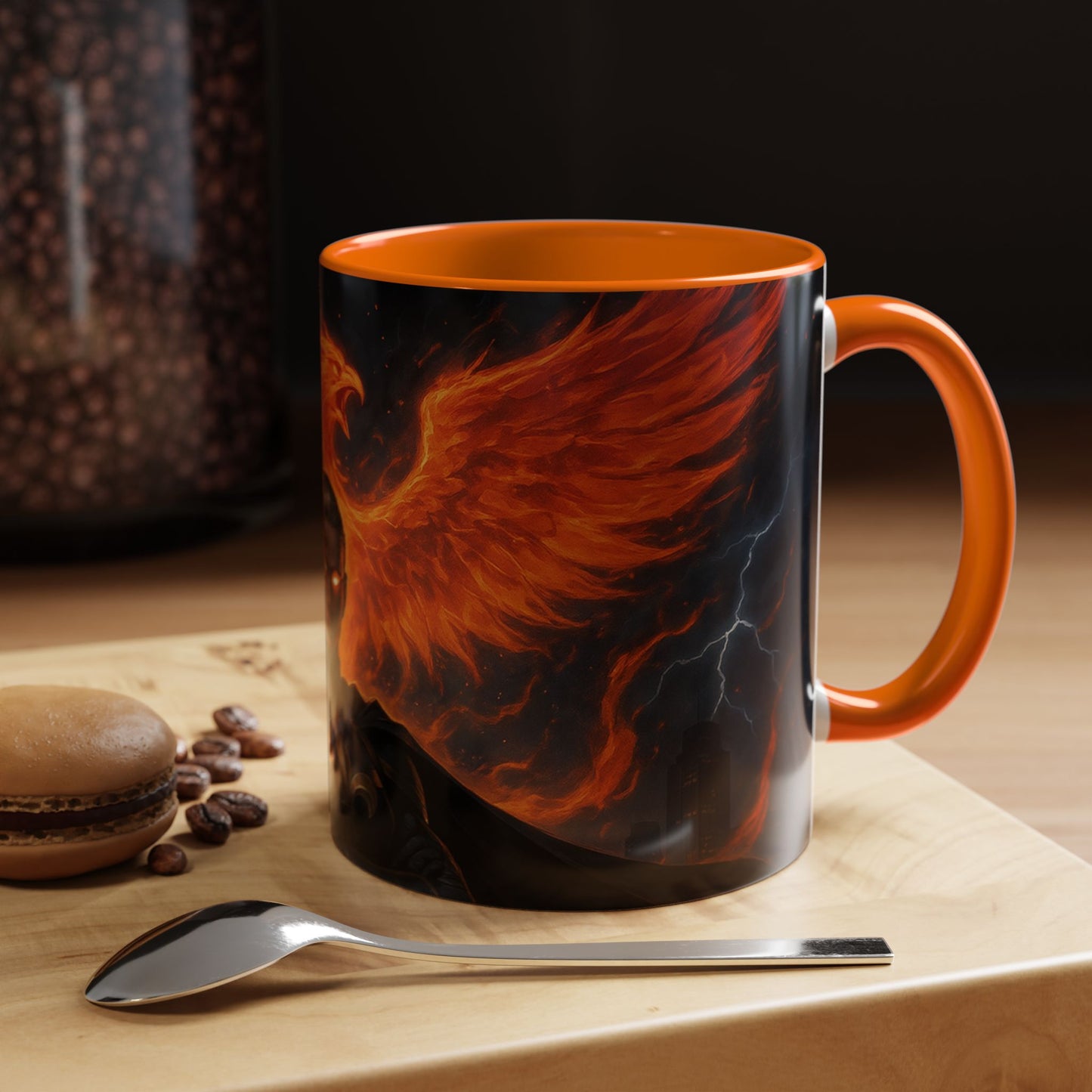 Mythical Phoenix Accent Coffee Mug, Fantasy Gift, Hot Beverage Cup, Cozy Home Decor, Unique Gift for Her