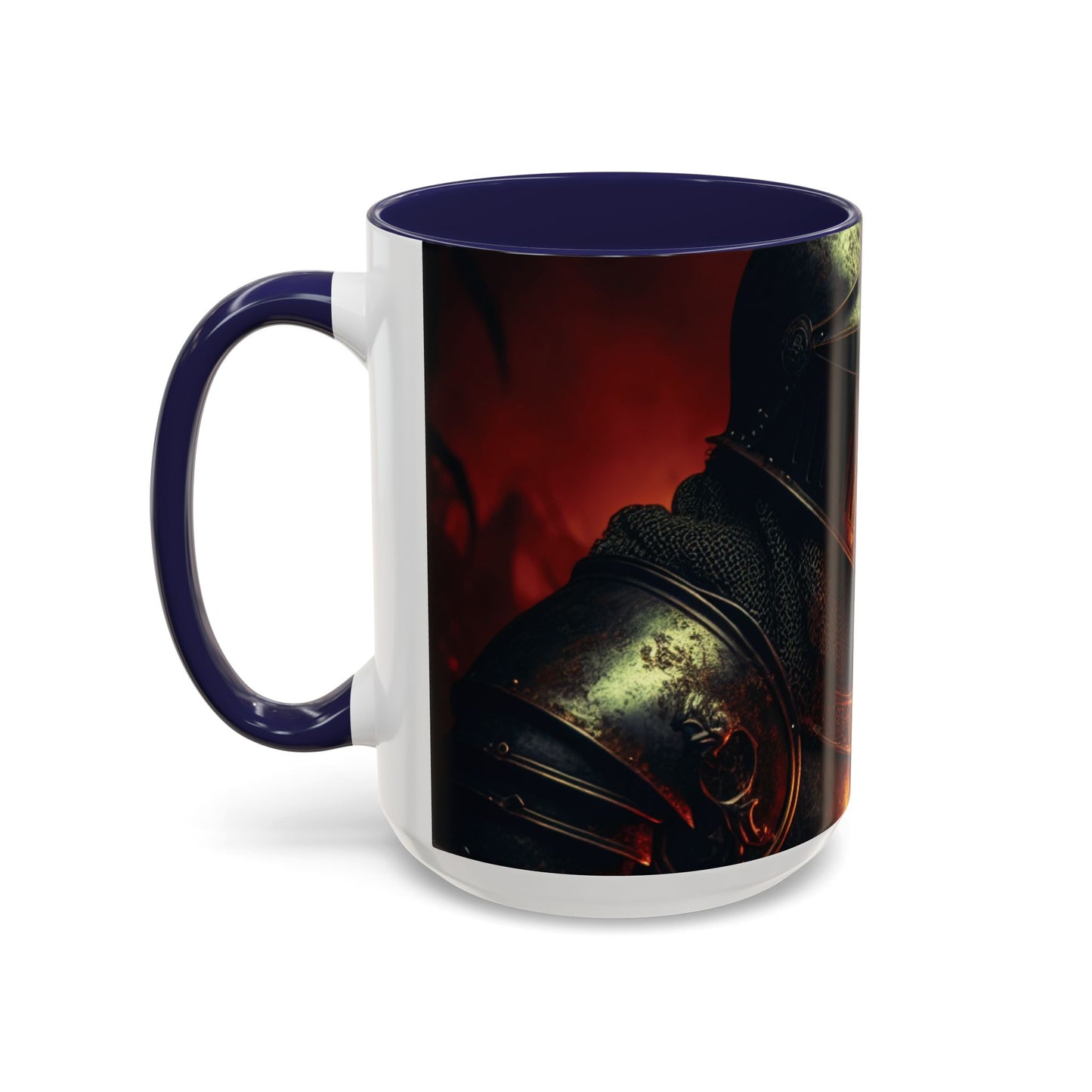 Fierce Knight Accent Coffee Mug | Unique Gift for Fantasy Lovers, Dark Aesthetic Decor, Gamer Essentials, Office Cup, Medieval Art