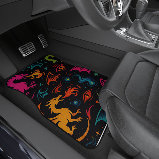 Fantasy Themed Car Mats, Dragon Print Floor Mats, Colorful Vehicle Accessories, Gifts for Gamers, Car Decor, Unique Car Accessories