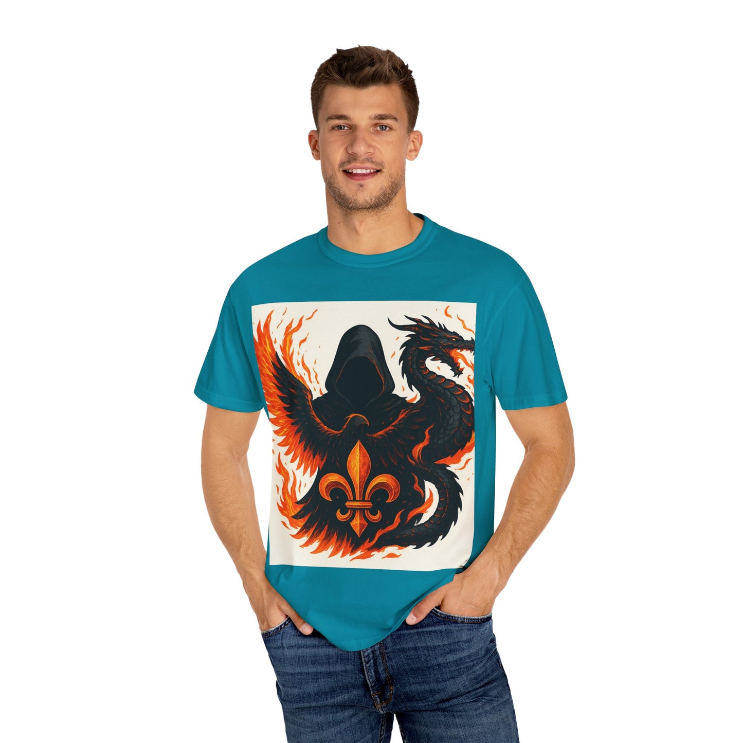 Bold Dragon and Phoenix Graphic Tee, Unisex T-Shirt for Fantasy Lovers, Unique Gift for Birthdays, Casual Wear, Graphic Shirt