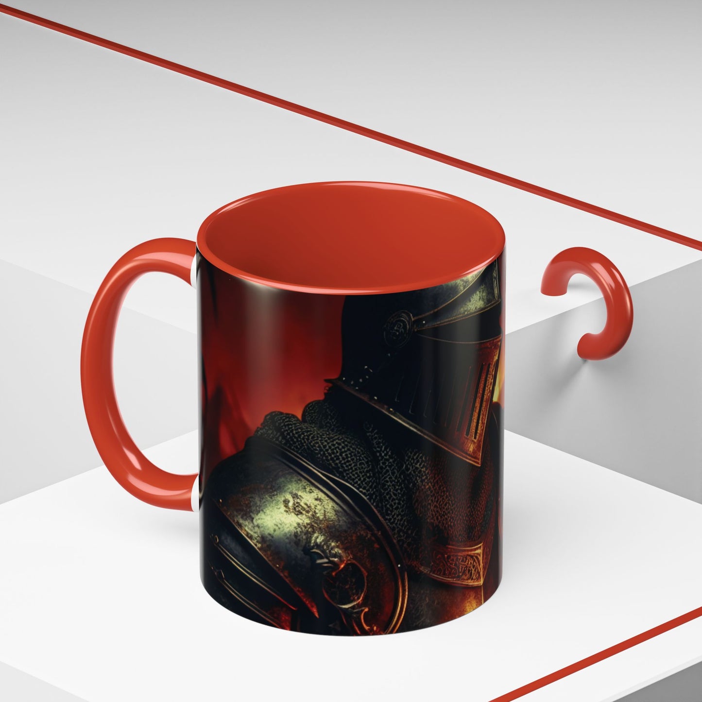 Fierce Knight Accent Coffee Mug | Unique Gift for Fantasy Lovers, Dark Aesthetic Decor, Gamer Essentials, Office Cup, Medieval Art