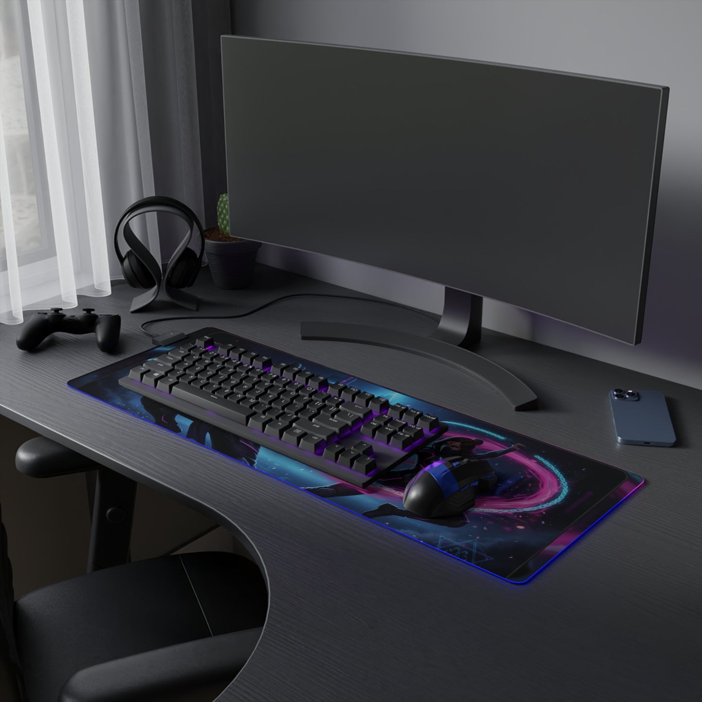 Cyberpunk Duo LED Gaming Mouse Pad — RGB Extended Desk Mat