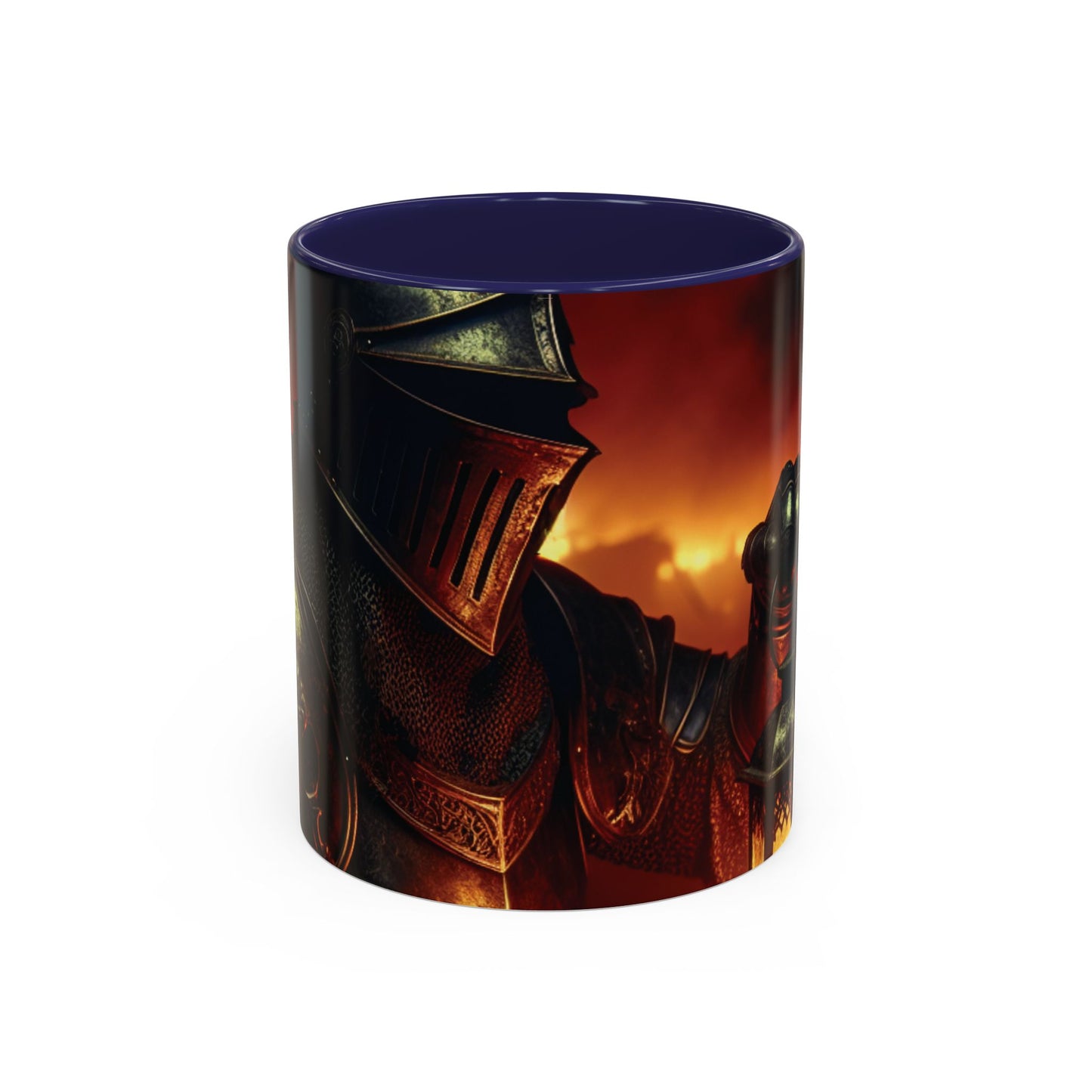Fierce Knight Accent Coffee Mug | Unique Gift for Fantasy Lovers, Dark Aesthetic Decor, Gamer Essentials, Office Cup, Medieval Art