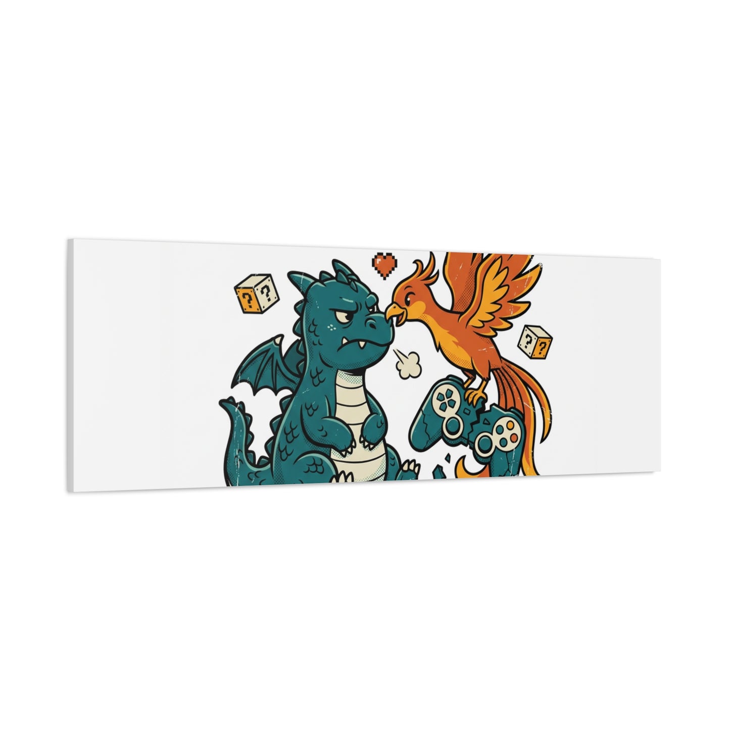 Feed Me XP Canvas | Gamer Dragon Phoenix Wall Art, Neon Meme Skate Style