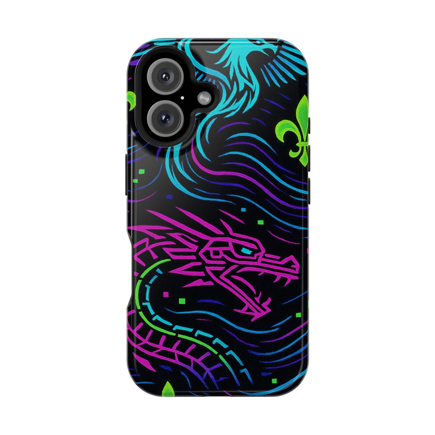Dynamic Dragon Magnetic Phone Case | Colorful Floral Design | Gift for Gamers, Fantasy Lovers, Halloween, Unique Accessories