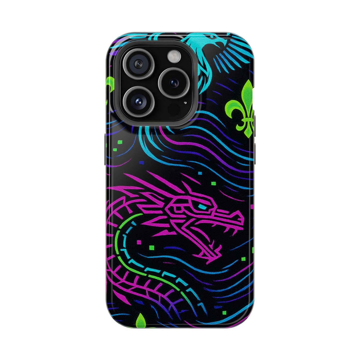 Dynamic Dragon Magnetic Phone Case | Colorful Floral Design | Gift for Gamers, Fantasy Lovers, Halloween, Unique Accessories