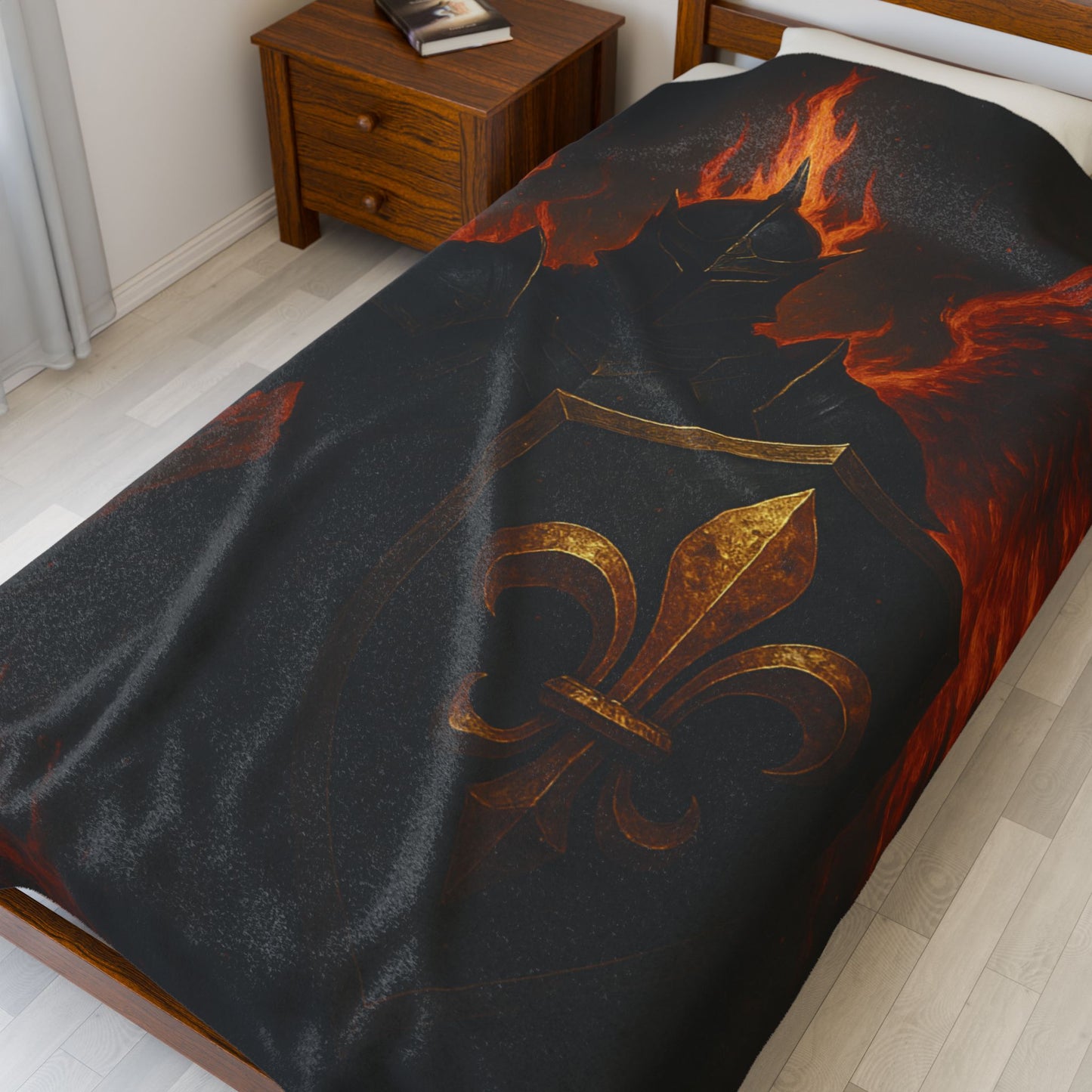 Warrior Spirit Velveteen Plush Blanket | Cozy Home Decor, Gift for Gamers, Fantasy Fans, Nerdy Collectibles, Bed & Couch Throw