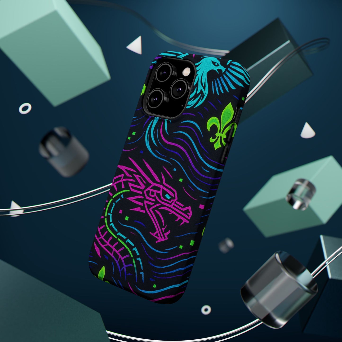 Dynamic Dragon Magnetic Phone Case | Colorful Floral Design | Gift for Gamers, Fantasy Lovers, Halloween, Unique Accessories