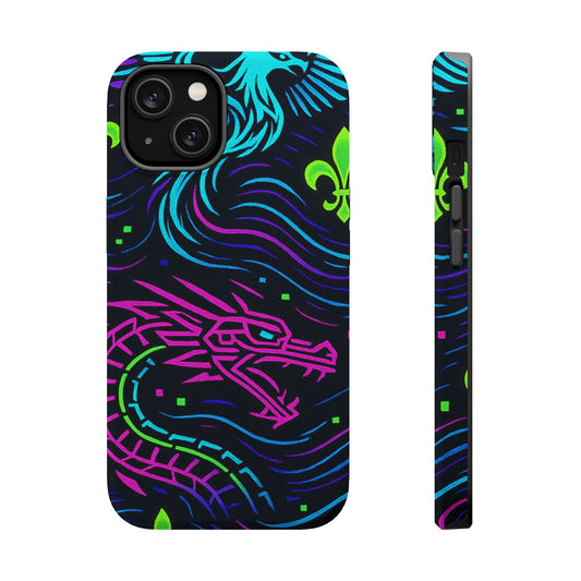 Dynamic Dragon Magnetic Phone Case | Colorful Floral Design | Gift for Gamers, Fantasy Lovers, Halloween, Unique Accessories