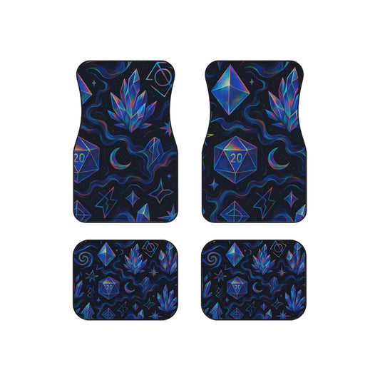 Fantasy Car Mats Set - Cosmic Crystal Design for Gamers, Bohemian Car Accessories, Gift for D&D Lovers, Unique Auto Decor