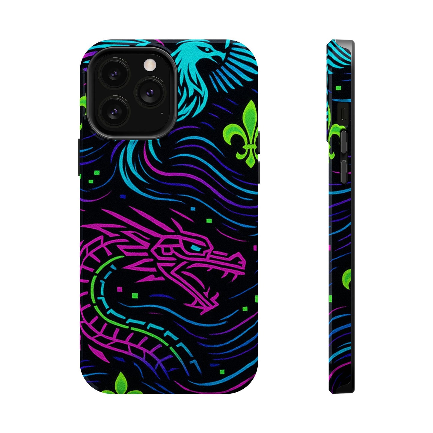 Dynamic Dragon Magnetic Phone Case | Colorful Floral Design | Gift for Gamers, Fantasy Lovers, Halloween, Unique Accessories