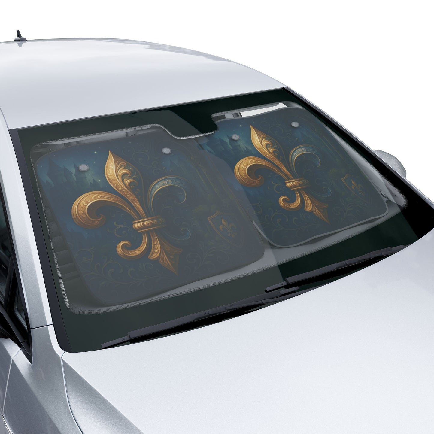 Elegant Fleur-de-lis Car Sun Shades, Stylish Auto Accessories, Cover for UV Protection, Luxury Car Decor, Gifts for Her & Him
