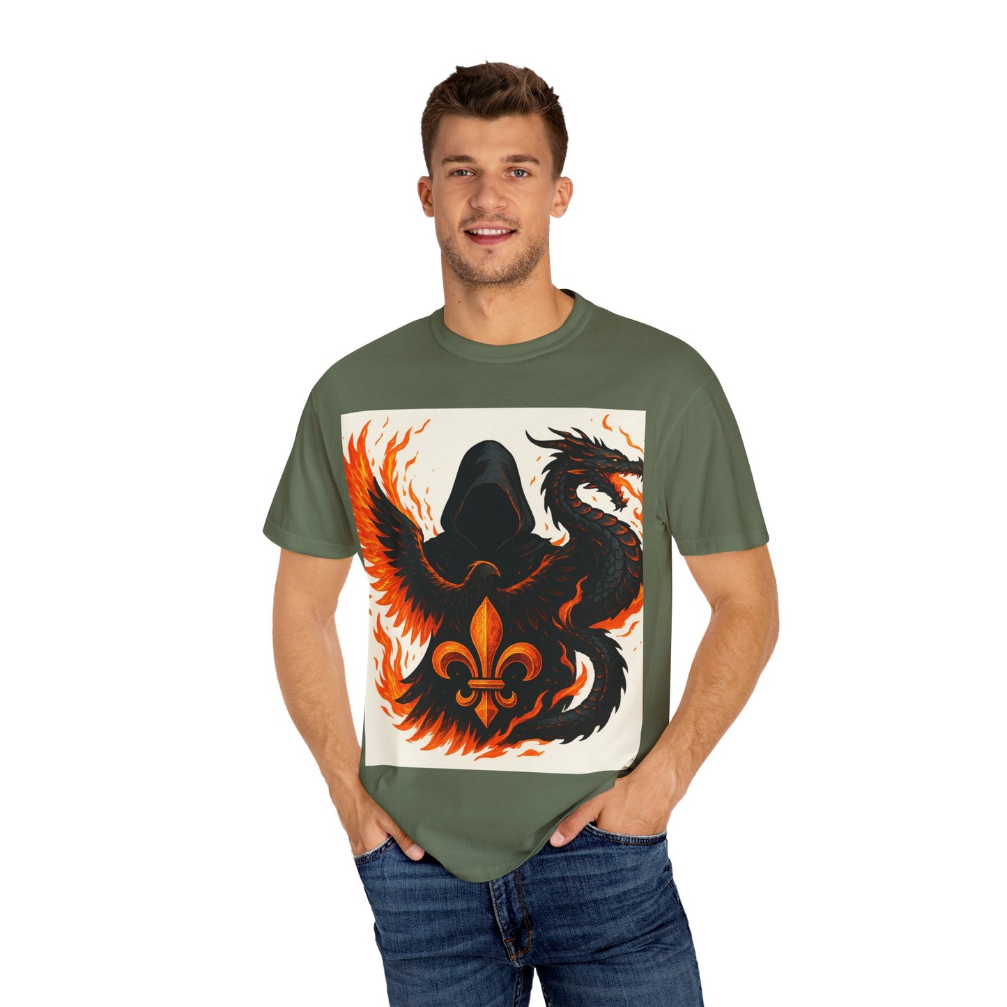Bold Dragon and Phoenix Graphic Tee, Unisex T-Shirt for Fantasy Lovers, Unique Gift for Birthdays, Casual Wear, Graphic Shirt