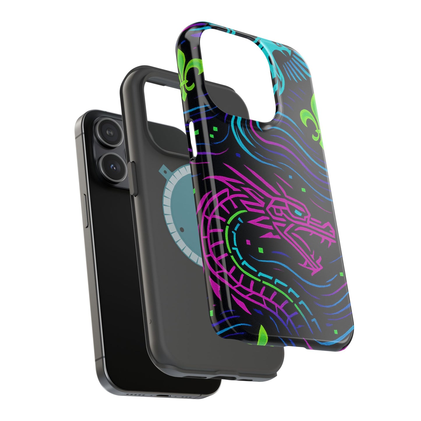 Dynamic Dragon Magnetic Phone Case | Colorful Floral Design | Gift for Gamers, Fantasy Lovers, Halloween, Unique Accessories