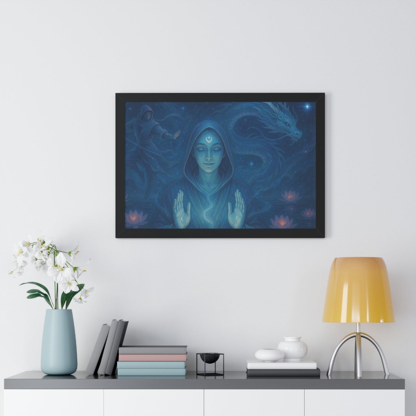 Mystical Framed Poster, Spiritual Wall Art, Meditative Decor, Fantasy Artwork, Mindfulness Gift, Home Aesthetic