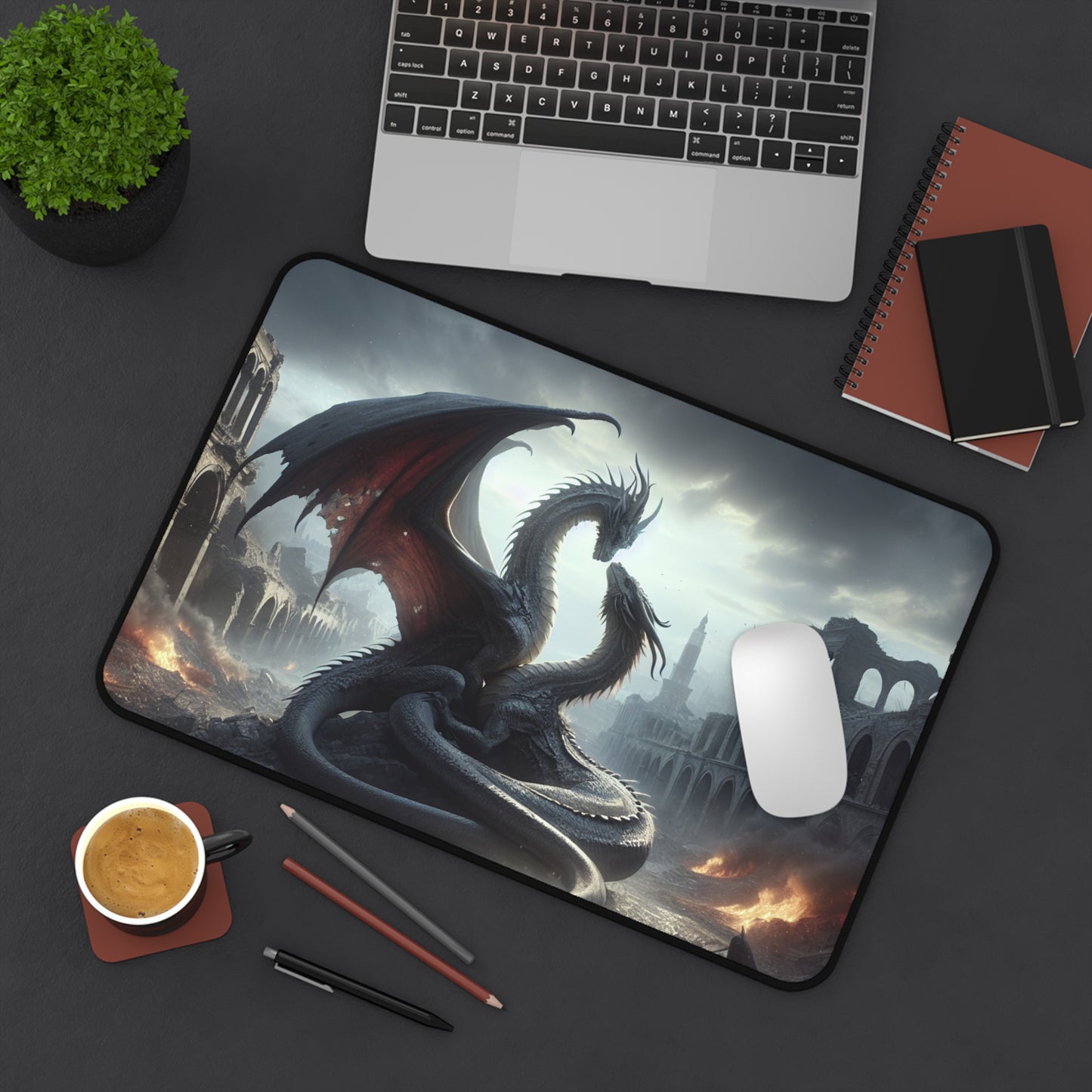 Fantasy-Themed Desk Mat with Dragon Design, Gaming Mouse Pad, Office Decor, Gifts for Gamers, Unique Workstation Accessory