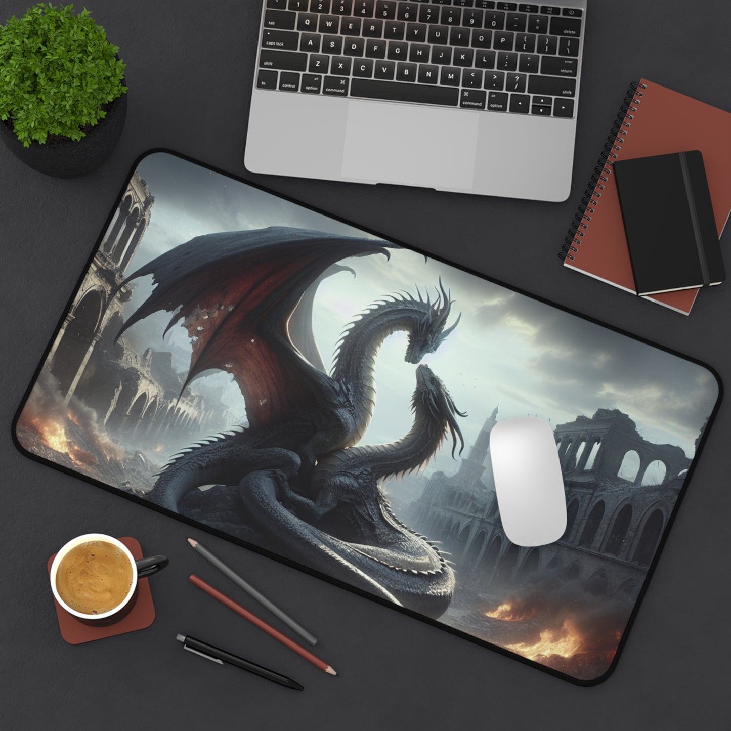 Fantasy-Themed Desk Mat with Dragon Design, Gaming Mouse Pad, Office Decor, Gifts for Gamers, Unique Workstation Accessory