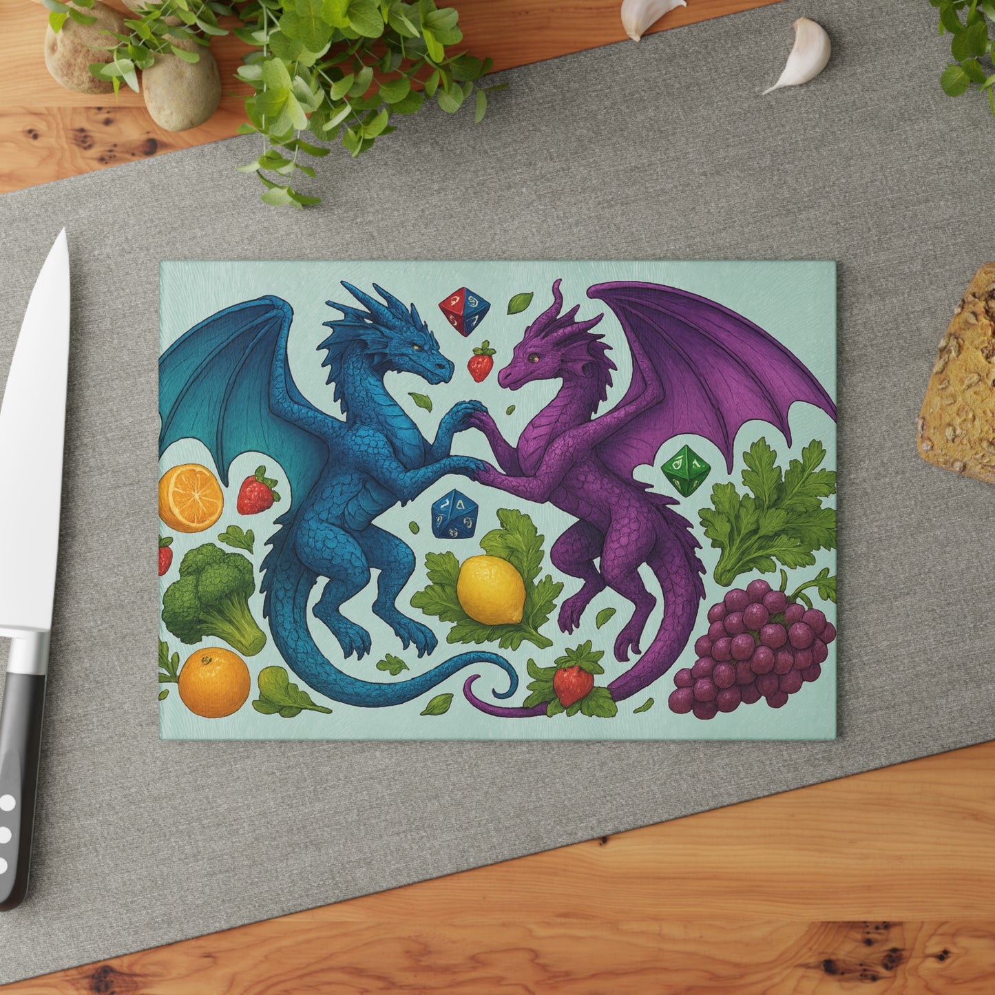Fantasy Dragon Glass Cutting Board - Ideal Gift for Chefs, Gamers, Art Lovers, Housewarming, Kitchen Decor