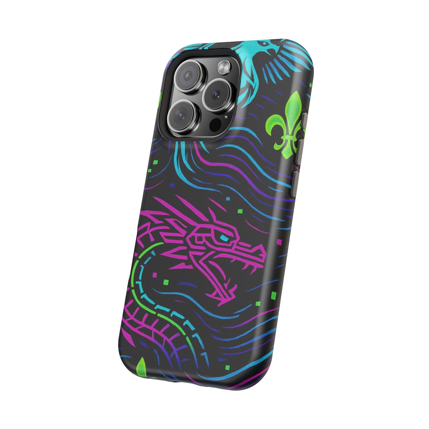 Dynamic Dragon Magnetic Phone Case | Colorful Floral Design | Gift for Gamers, Fantasy Lovers, Halloween, Unique Accessories