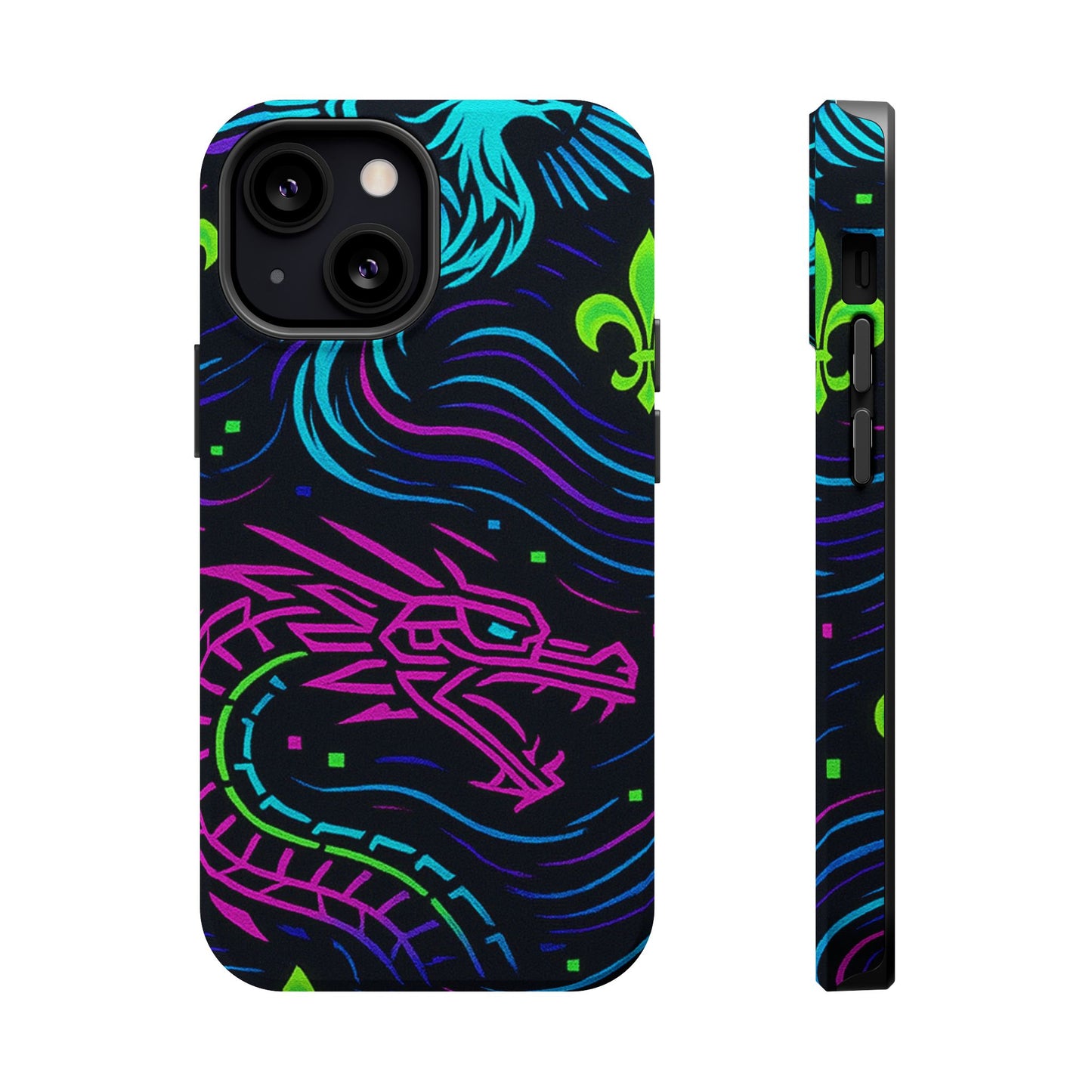 Dynamic Dragon Magnetic Phone Case | Colorful Floral Design | Gift for Gamers, Fantasy Lovers, Halloween, Unique Accessories