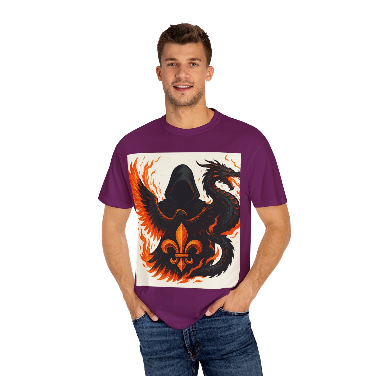 Bold Dragon and Phoenix Graphic Tee, Unisex T-Shirt for Fantasy Lovers, Unique Gift for Birthdays, Casual Wear, Graphic Shirt